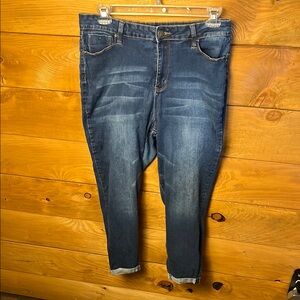 YMI Womens Deep Blue Denim Jeans Plus 18 High Rise Ankle Stretch Casual Mid rise